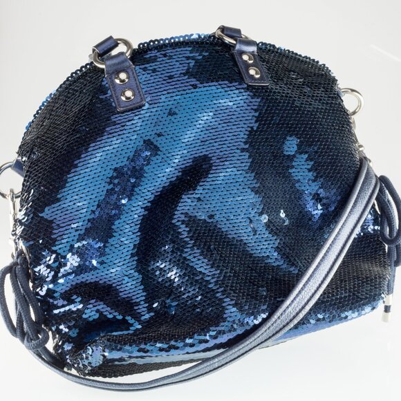 Coach Poppy Blue Sequin Spotlight Purse w/ Disco Ball Bag Charm XL - Picture 5 of 9